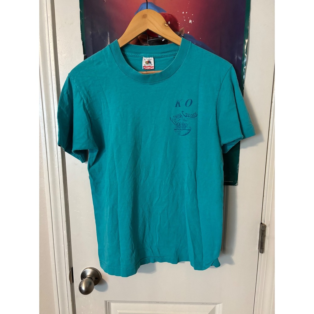 Vintage 1992 Florida College Summer Camp T-Shirt Teal Fruit of the Loom USA